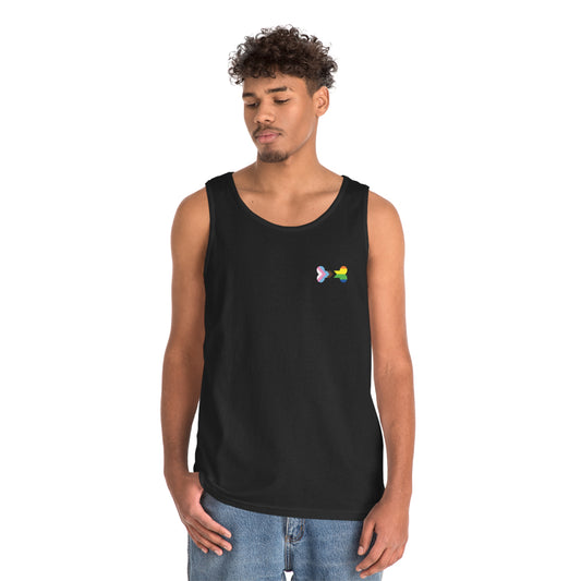 "Dogs Love All" Pride Tank: Unleash Your Furry Friend's Spirit of Inclusivity! Unisex Heavy Cotton Tank Top